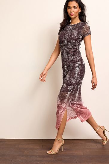 Pink snake new arrivals print midi dress