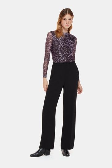 Whistles Purple Feather Leopard Mesh Top