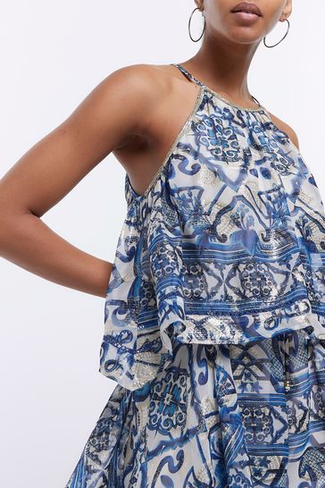 River island blue hotsell playsuit