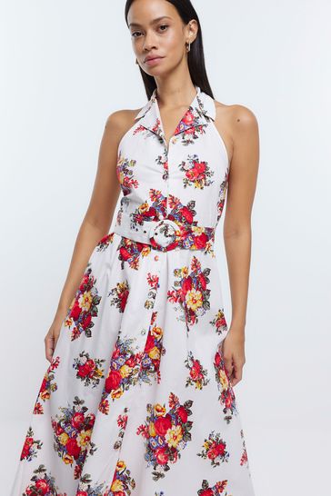 Buy River Island Cream Floral Print Shirt Dress from Next Canada