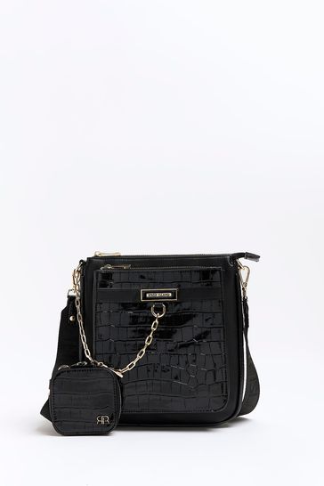 Buy River Island Black Double Pouch Messenger Bag from Next