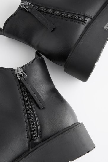 Matt Black Standard Fit F Chunky Chelsea Boots