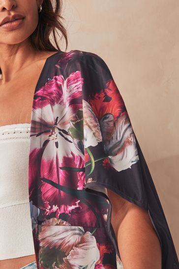Buy Black Floral Maxi Kimono Cover Up from the Next UK online shop