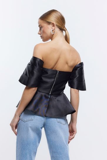 River island clearance black peplum top