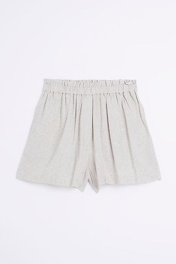Buy River Island Natural Linen City Shorts from Next Luxembourg