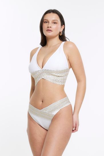 Buy River Island Fuller Bust White Plunge Wrap Elastic Bikini from Next  Ireland