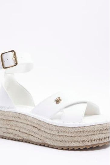 River island white sandals on sale