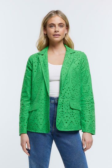 River island green blazer sale