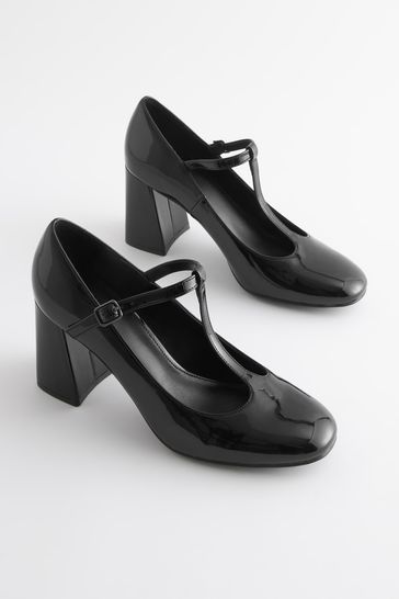 T bar block heel outlet