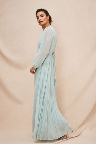 Self portrait pleated store chiffon maxi dress