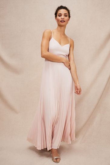 Lace pleated maxi dress cheap