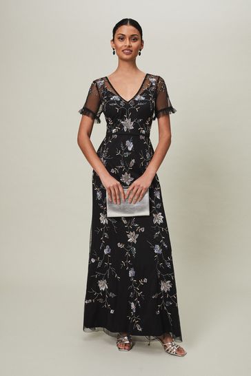 Phase Eight Sierra Black Sequin Floral Dress