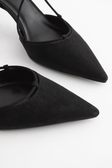 Black suede 2024 pointed toe pumps