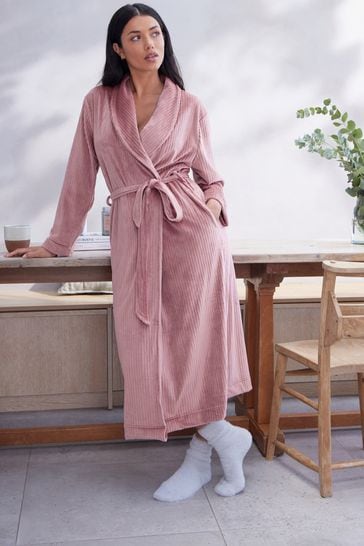 Buy Pink Supersoft Ribbed Dressing Gown from Next Denmark