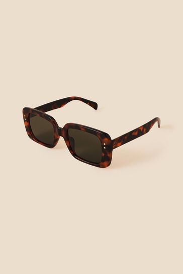 Accessorize Oversized Brown Tortoiseshell Rectangle Sunglasses