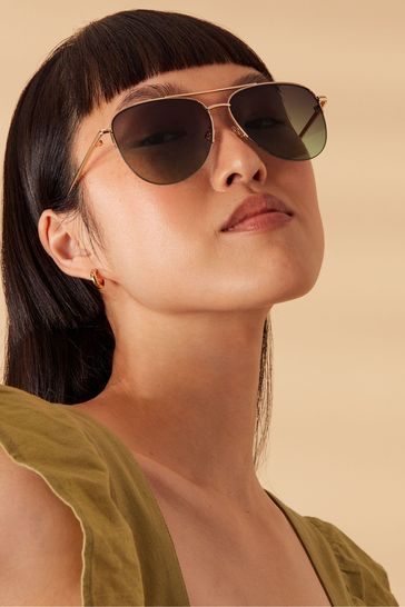 Buy Accessorize Green Half Frame Aviator Style Sunglasses from