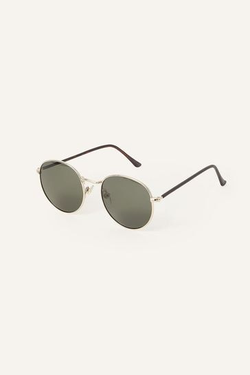 Buy Accessorize Gold Round Metal Frame Sunglasses from Next