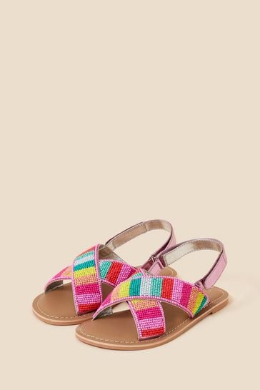 Buy Angels By Accessorize Pink Tropical Beaded Sandals from Next USA