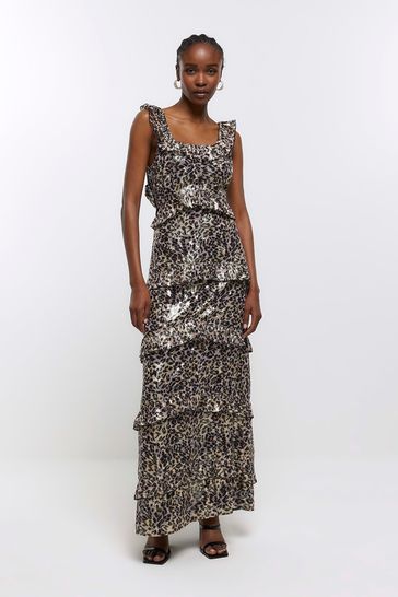 River island animal discount print maxi dress