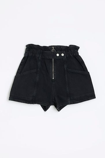 River island clearance black denim shorts