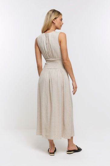 River island white linen dress hotsell