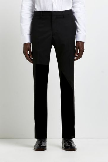 River Island Black Tuxedo Slim Suit Trousers