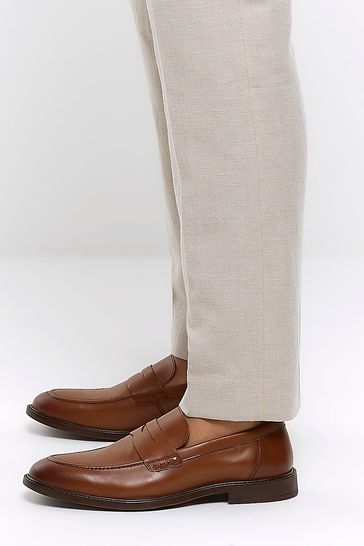 River island leather loafers store
