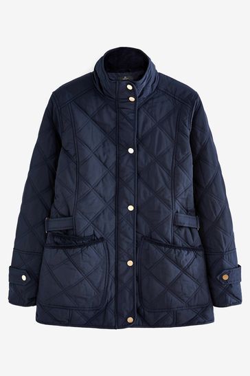 Navy blue quilted jacket womens 2025
