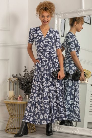 Buy Jolie Moi Blue Evita Floral Print Maxi Jersey Dress from Next