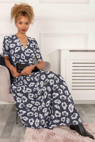 Buy Jolie Moi Blue Evita Floral Print Maxi Jersey Dress from Next