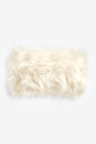 Ivory faux fur pillow sales