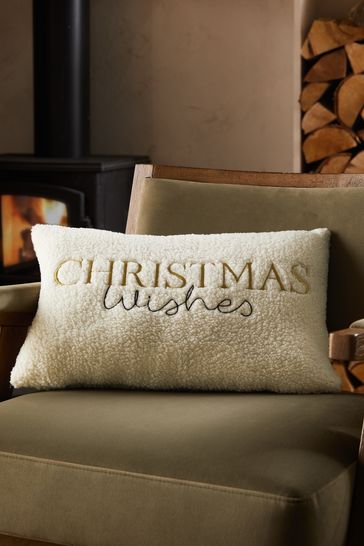 Buy Ivory Christmas Wishes Cushion from Next Belgium