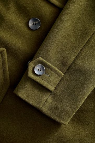 Khaki Green Double Breasted Long Sleeved Peacoat