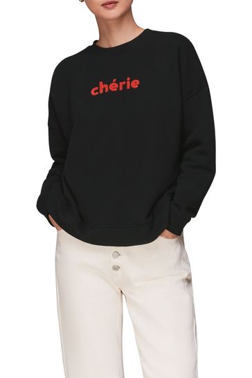 Whistles Cherie Black Logo Sweatshirt