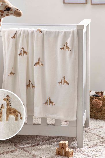 White Giraffe Fleece Baby Blanket