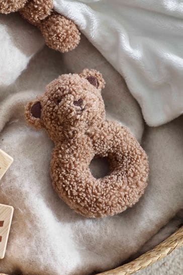 Sonajero para bebé con diseño de oso en borreguito color marrón