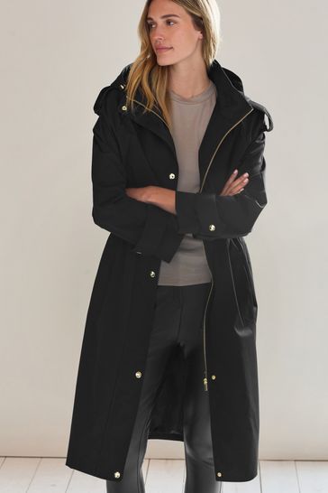 Black lightweight parka womens top