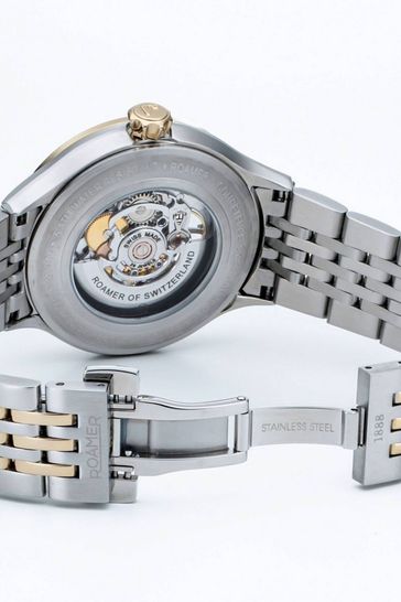 Buy Roamer Gents Gold Competence Skeleton Watch from the Laura