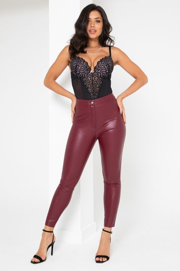 Pour Moi Red Elise Stretch Faux Leather Skinny Trousers