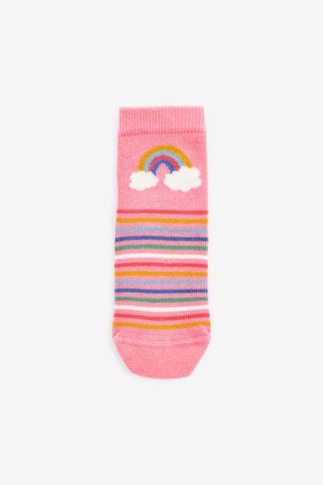 Boys Girls Striped Socks Rainbow Colour Cotton Rich 5-pack Ankle Kid Age 1  to 5