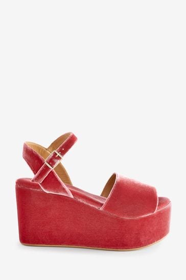 Penelope Chilvers Pink Margarita Rose Silk Velvet Platform Sandals