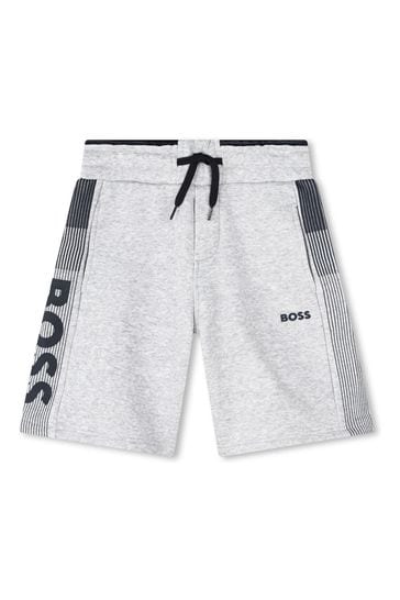 BOSS Grey Side Stripe Jersey Shorts