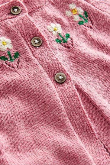 Buy Boden Pink Embroidered Flower Cardigan from Next Luxembourg