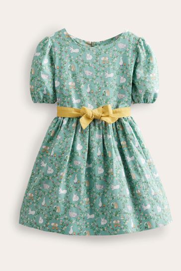 Boden Green Bow Tie Vintage Dress
