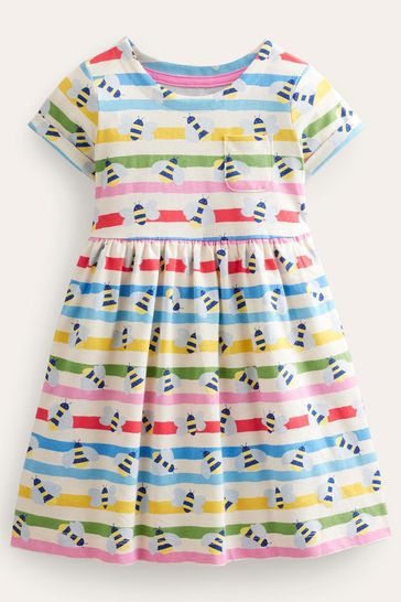 Boden Yellow Short Sleeve Fun Jersey Dress