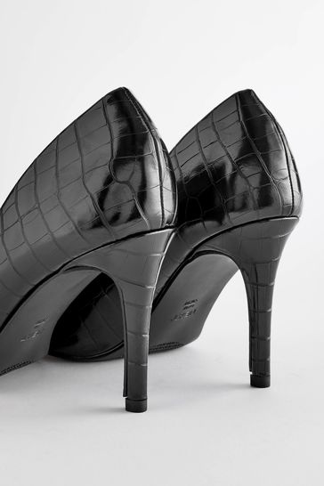 Black round toe court shoes online