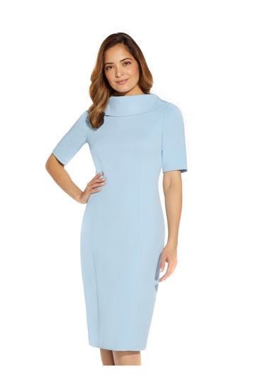Buy Adrianna Papell Blue Roll Neck Sheath Dress With V Back from