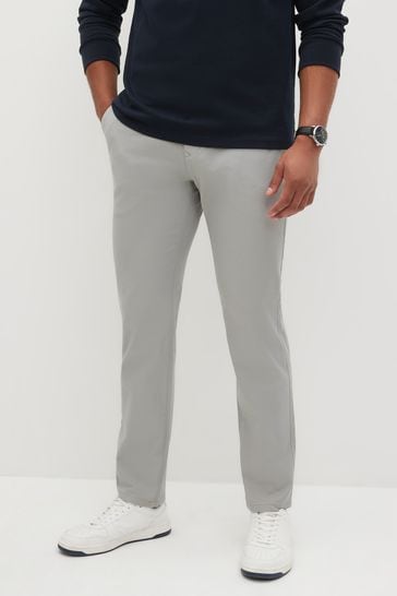 Mid Grey Slim Fit Stretch Chinos Trousers