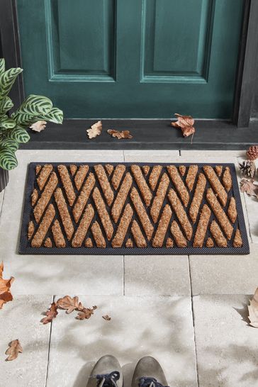 Natural Herringbone Rubber Doormat