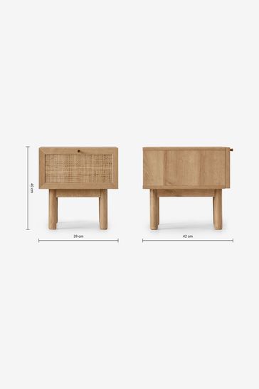 Buy MADE.COM Oak Effect Pavia Natural Rattan Bedside Table from